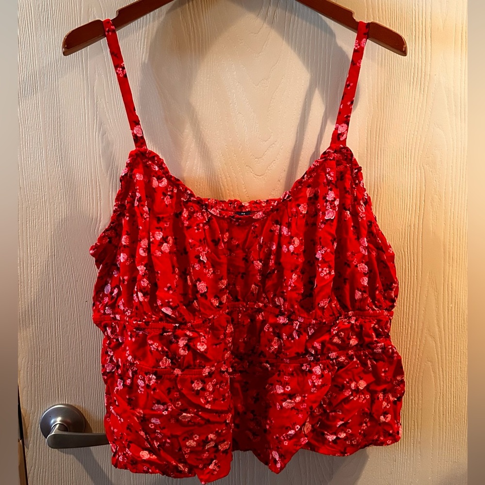 Red Floral Sleeveless Top